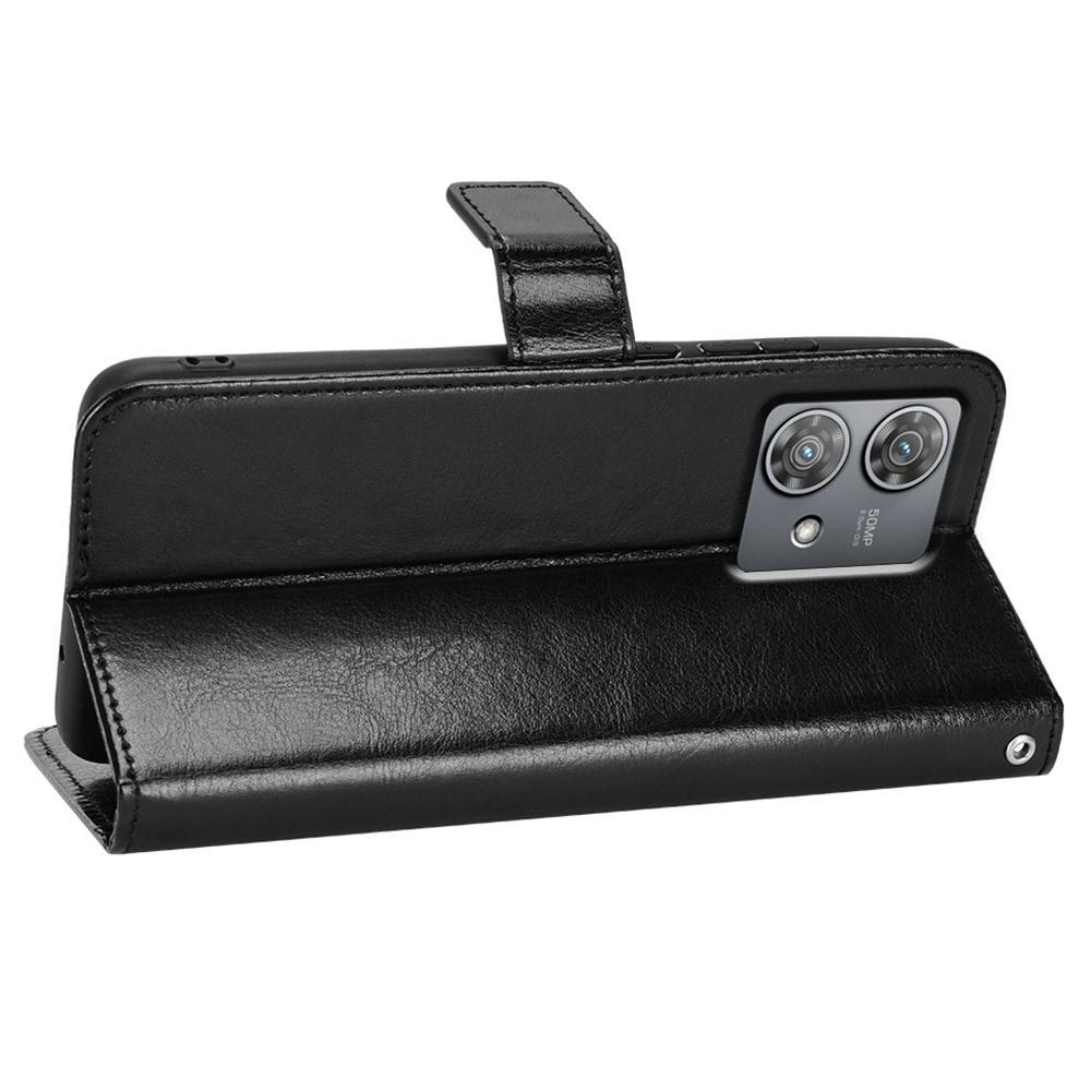 Motorola Edge 40 Neo Crazy Horse Wallet Flip Case, Black