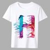 Colorful Alphabet Graphic T-shirt Loose Large Size Short-Sleeved Top Unisex New English 26 Letters Design Summer Comfortable Fab