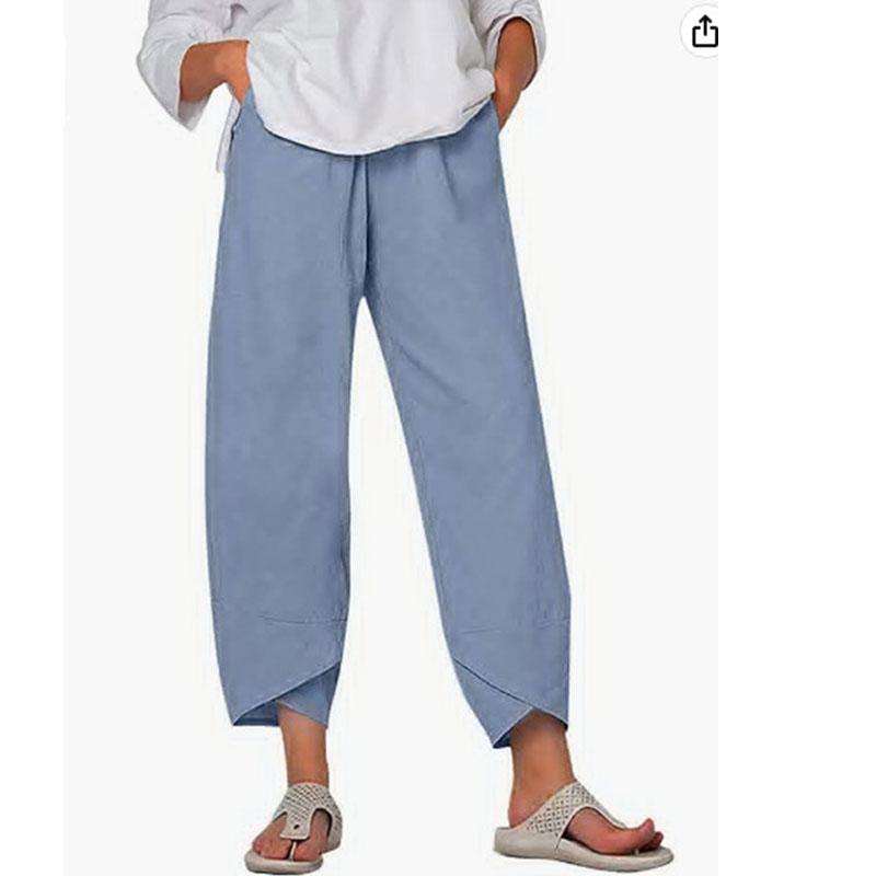 Летние женские брюки с эластичным поясом, хлопковые свободные повседневные брюки