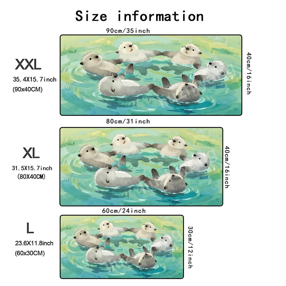 Happy Capybara Mouse Pad Large Computer Office Game Table Mat Rubber AntiSlip Stitched Edge Keyboard Mats 90x40 Xxl Desk Pads
