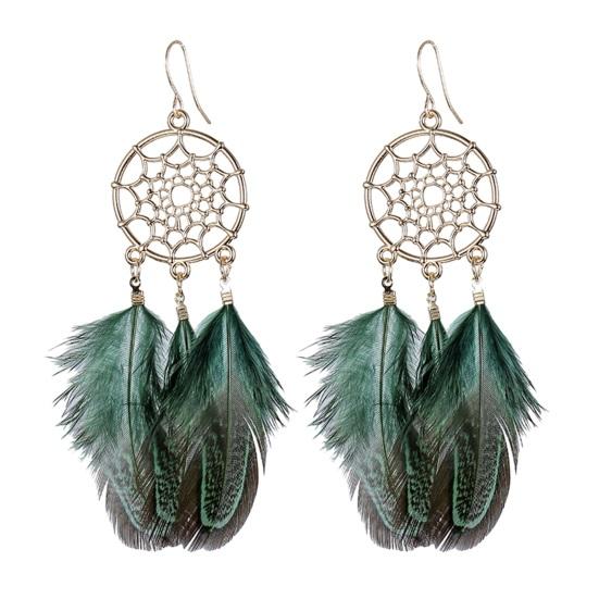 1 пара ретро богемные женские серьги-крючки с кисточками и перьями, круглые серьги-капли во дворцовом стиле, висячие серьги, ювелирные изделия, подарок