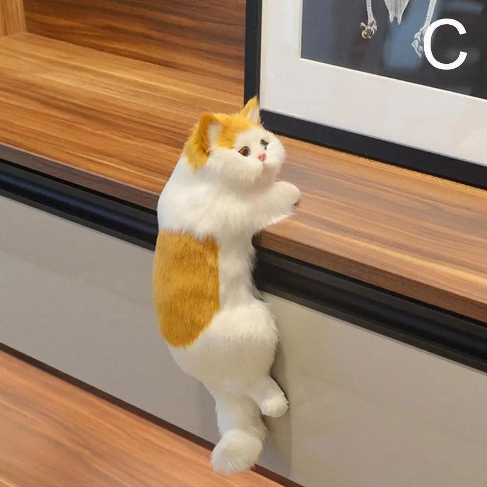 Милые плюшевые игрушки-симуляции кошек, украшения, мягкие игрушки, фигурки животных, настольные кошки, подвесные котята, телевизор, реалистичные пушистые игрушки для шкафа, декоративная фигурка O6M3