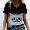 Fashion Women T-Shirt Summer Cartoon Animal T-Shirt Women's Clothing Oversized Designer Short Sleeve V Neck Tee Blouse 2024 New
