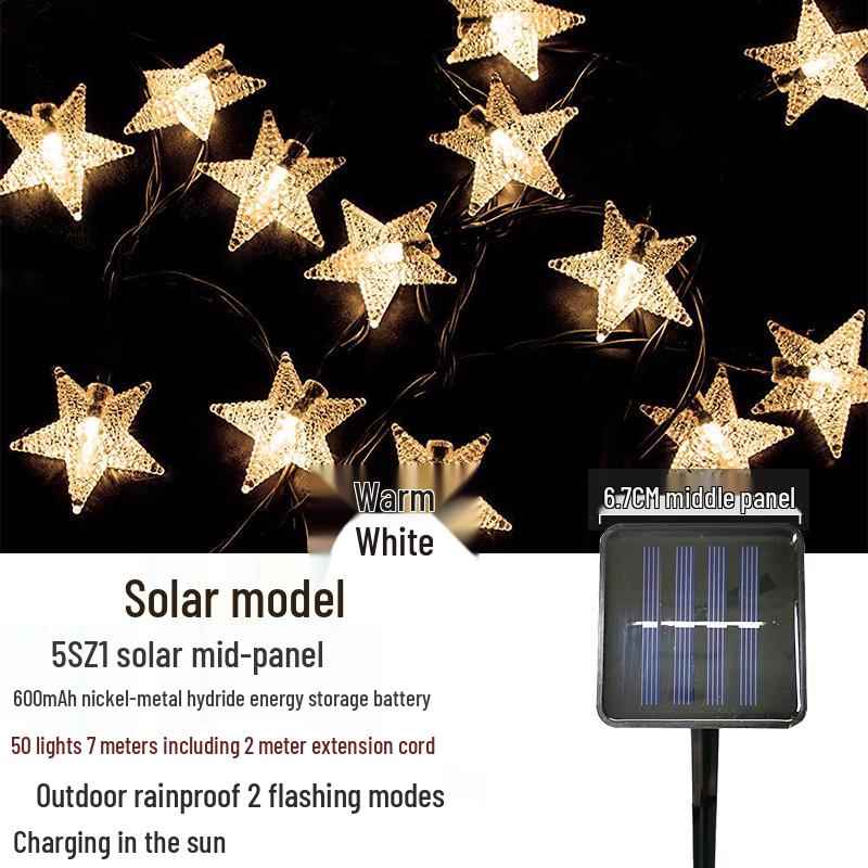 Outdoor Waterproof Twinkling Star Solar String Lights for Garden & Balcony Decoration - Holiday & New Year Lighting
