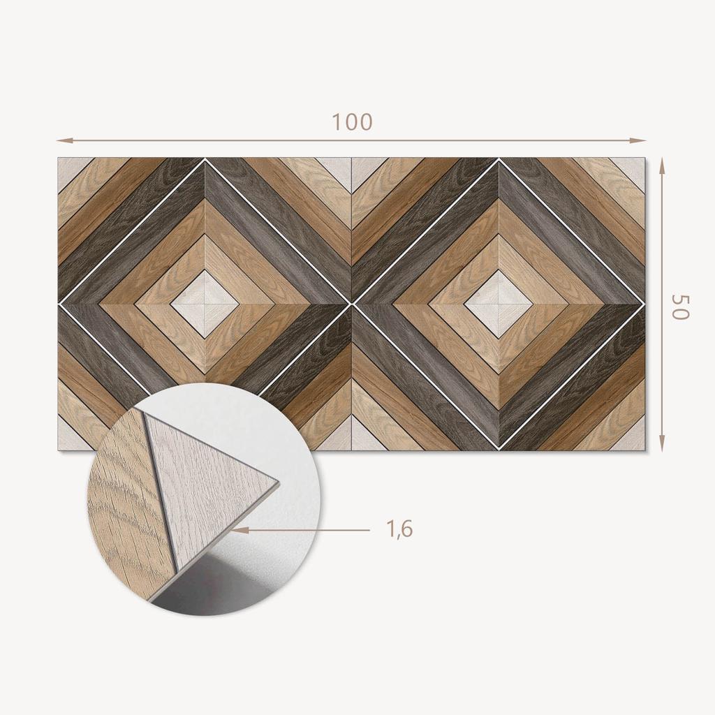 Naklejany Panel Dekoracyjny Do Szybkiej Odmiany Ściany 100X50 Cm Wzór Geometryczny W Romby