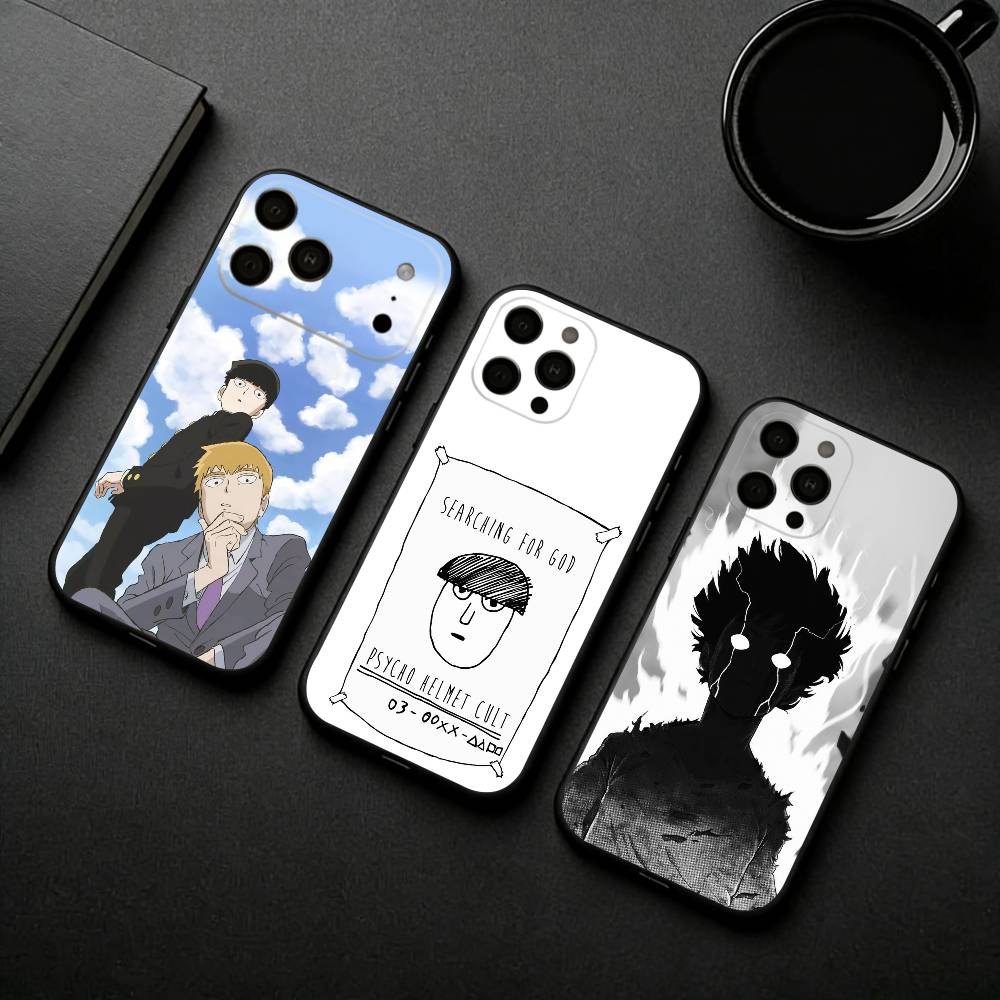 Чехол для телефона с изображением аниме m-Mob p-Psycho-o 100 Для iPhone 17pro,16,15,14,13,12,11 Plus,Pro Max,XS, Мягкий силиконовый черный чехол