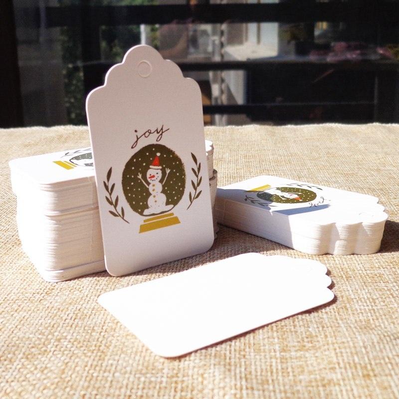 50 шт. Веселого Рождества, белая бумажная бирка с хлопковой нитью, перчатка Санта-Клауса, рождественский декор