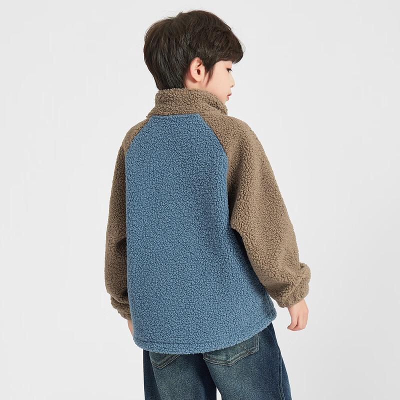 Boys' Winter Stand-Collar Raglan Fleece Jacket
