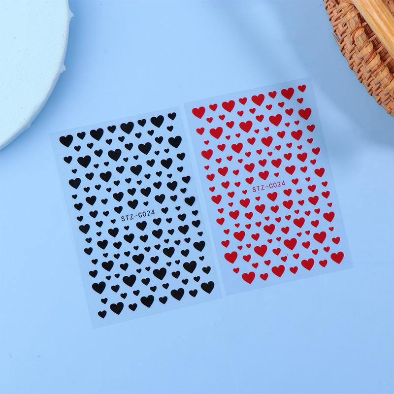 3D Black White Red Heart Villain Valentine'S Day Nail Art Stickers Nail Diy Colorful Nail Decals Nail Art Accessories