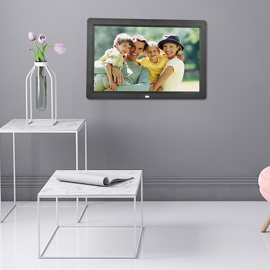 12Inch 1280*800HD Digital Photo Picture Frame Alarm Clock Movie Player Album Remote Control Black
