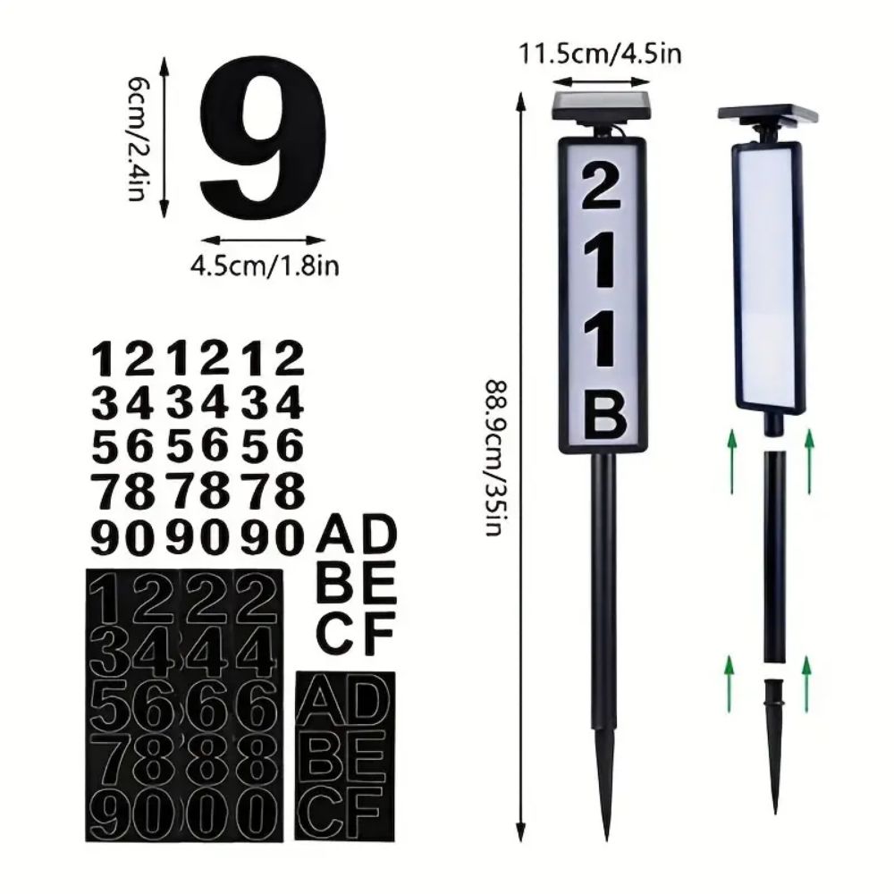 1pc Lighting House Number Light, Solar Address Sign Light With Stake,Solar Powered LED Lighting Address Sign For Houses And Home