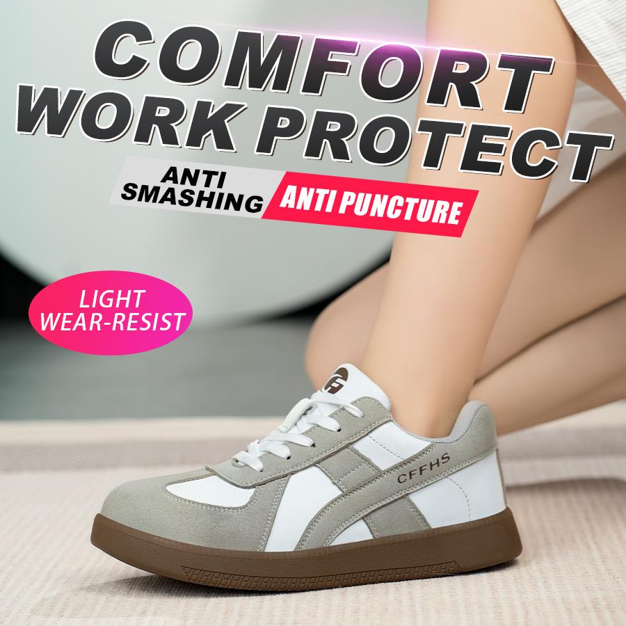 Женские легкие защитные кроссовки со стальным подноском: Удобная, нескользящая и устойчивая к проколам рабочая обувь.