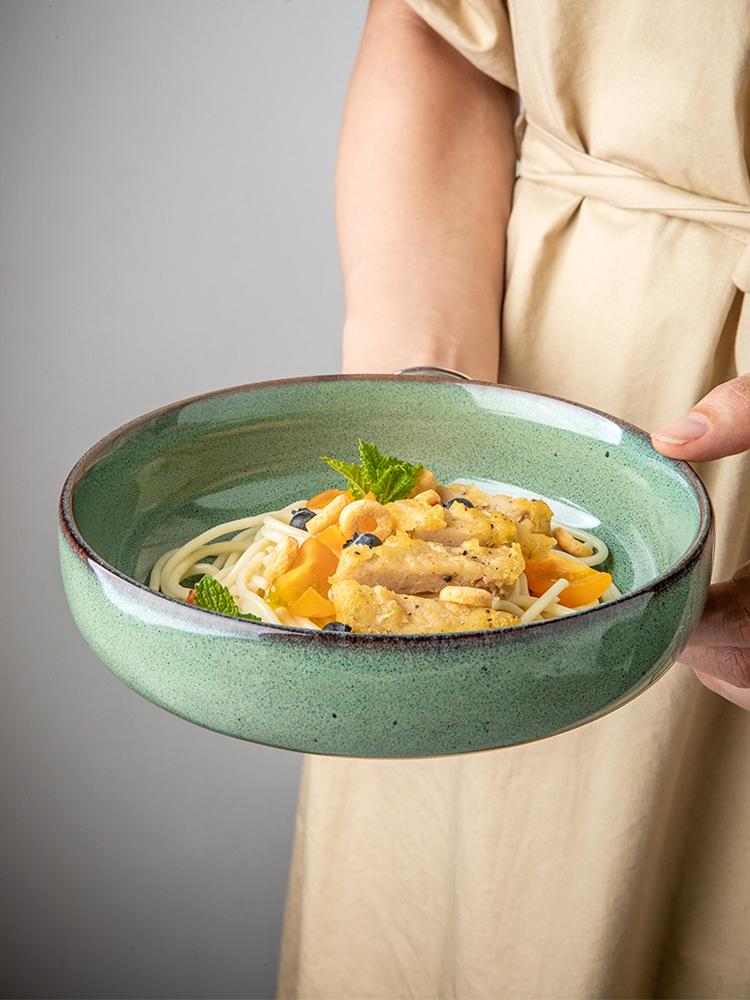 Винтажная керамическая миска Домашняя миска для блюд Салатница Утолщенная миска для лапши Суповая тарелка Скандинавские столовые приборы