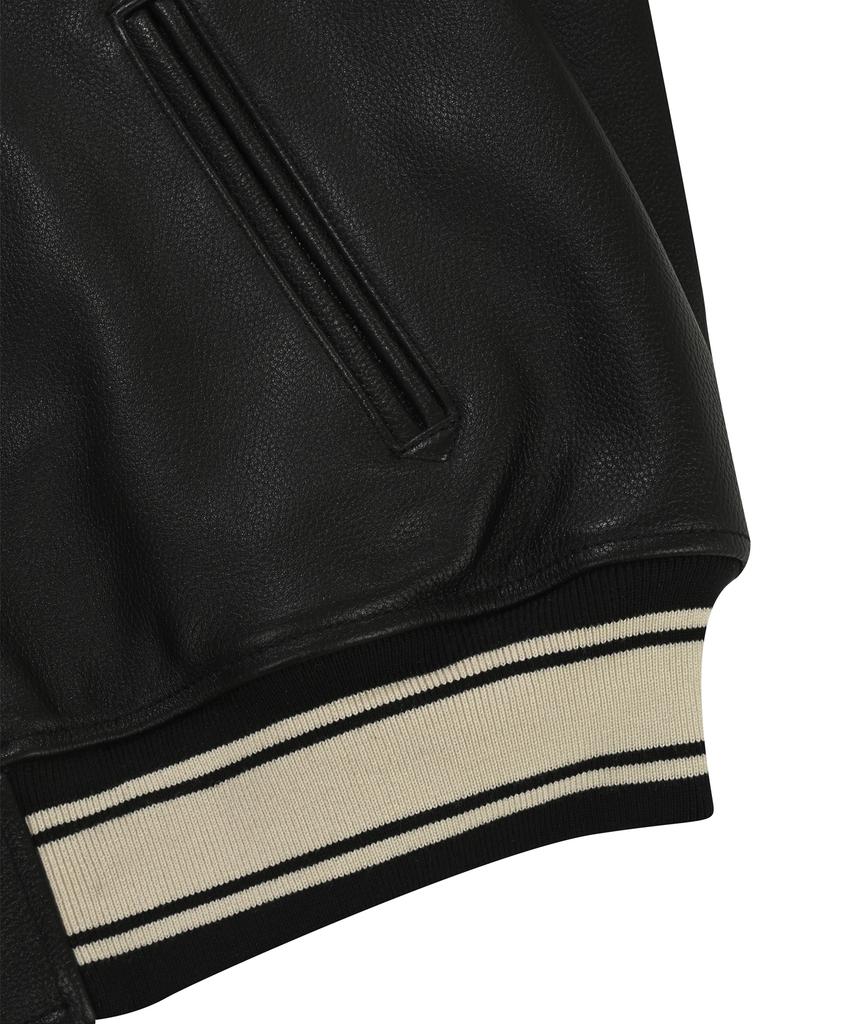Avirex Cow Leather Logo Varsity Jacket / 7835950017 Black