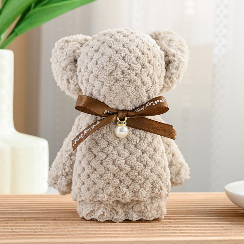 Полотенце из кораллового флиса с ананасовой сеткой и маленьким мишкой - 30*30, подарок для вечеринки