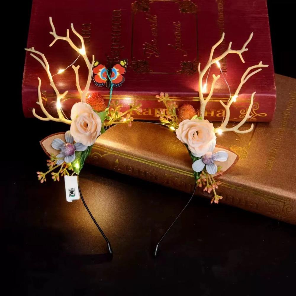 Аксессуары для волос в корейском стиле Женские украшения для волос Ободок с оленьими ушками Светящийся ободок Ушки феи-оленя