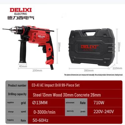 DELIXI 710 Вт Многофункциональный ударный и электрический дрель-инструмент Набор CN вилка (адаптер в комплекте)