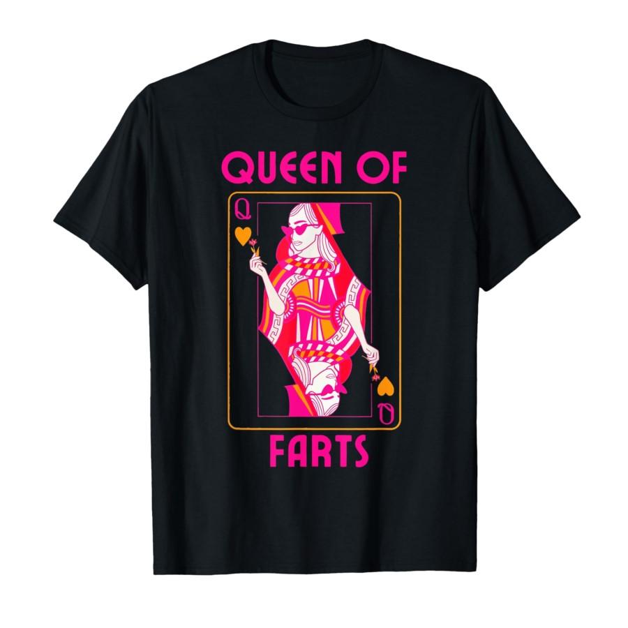 Queen of Farts Embarrassing Joke Humor Printed Tshirt Women Casual T Shirts Short Sleeve Tops Women Summer Soft Clothing