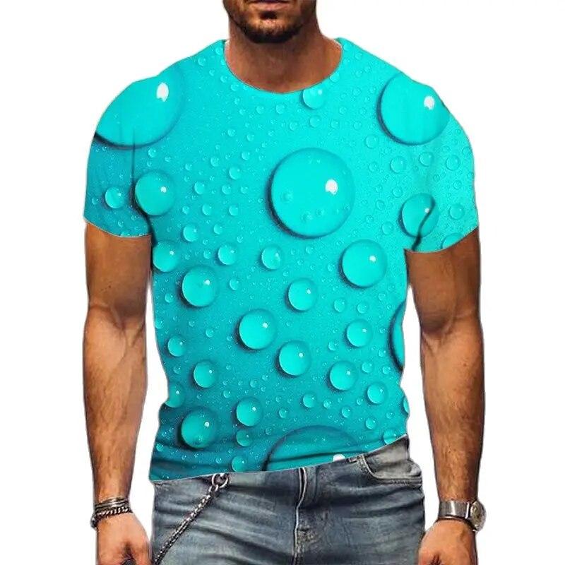 Мужская футболка с каплями воды, модные повседневные футболки с 3D круглым вырезом и короткими рукавами в стиле хип-хоп, уличная одежда с принтом в стиле Харадзюку, топы