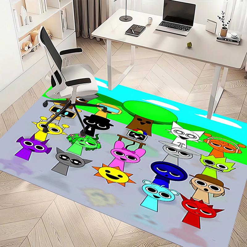 1pc Sprunki Game2 Print Area Rug - Soft, Washable Non-Slip Indoor Mat, Living Room, Home Office Decorative Rug,Office Decorative