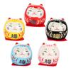 NUOLUX Daruma Lucky Cat Daruma Figurine Ceramic Ornament 5 Pieces 5 Colors Lucky Charm Mini Daruma Japanese Style Interior Stylish Cute Car Ornament