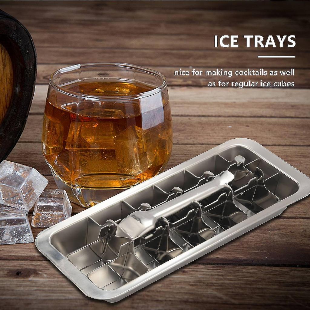 Lever-style Ice Tray, 2 In 1 Stainless Steel Ice Making Mold And Ice Cracker-hy