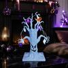 Desktop Decorations for Home Halloween Lighted Ghost Tree Centerpiece with LED Lights, Pumpkin Bat Spooky Desk Ornaments Spider Light String,