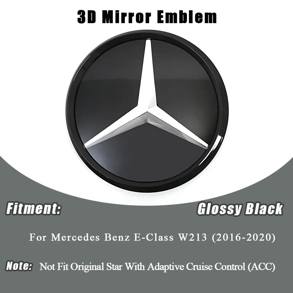 3D Mirror For Mercedes Benz E-Class W213 2016-20 E200 E250 Chrome Silver And Black Newest 3D Style Front Grille Star Emblem Logo