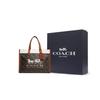 Coach Поле 30 Классическая сумка-тоут с принтом лошади и кареты Color Block Женские сумки-тоут Темно-коричневый Белый C8458-B4TXN