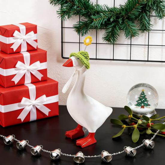 6/8 шт. Статуэтка гуся Мини вязаная шапка с регулируемым ремешком Настольная шапка-крючком Головной убор Рождественская праздничная вечеринка Наряд для переодевания