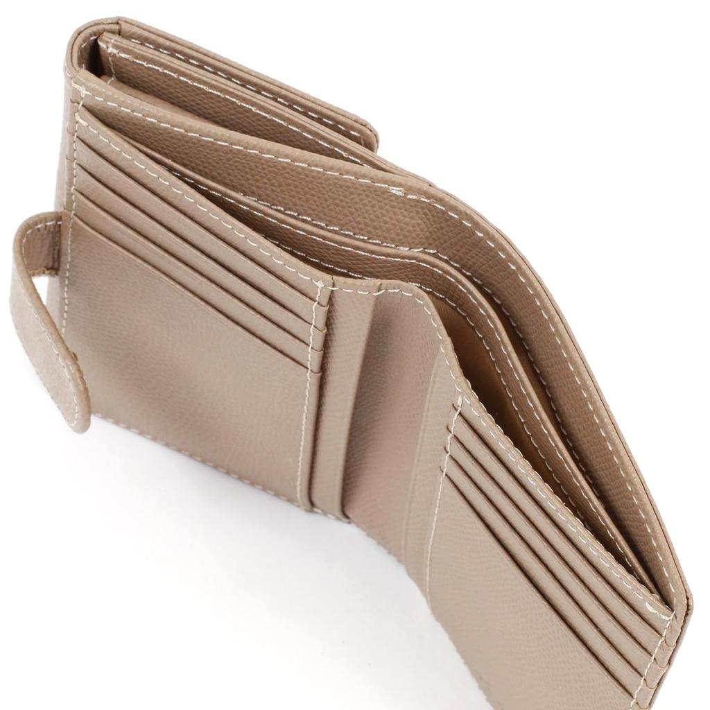 Бумажник двойного сложения с тиснением, чтобы царапины были менее заметны PH0537 Песочный шов 52915 [Kitamura] Бежевый/Слоновая кость