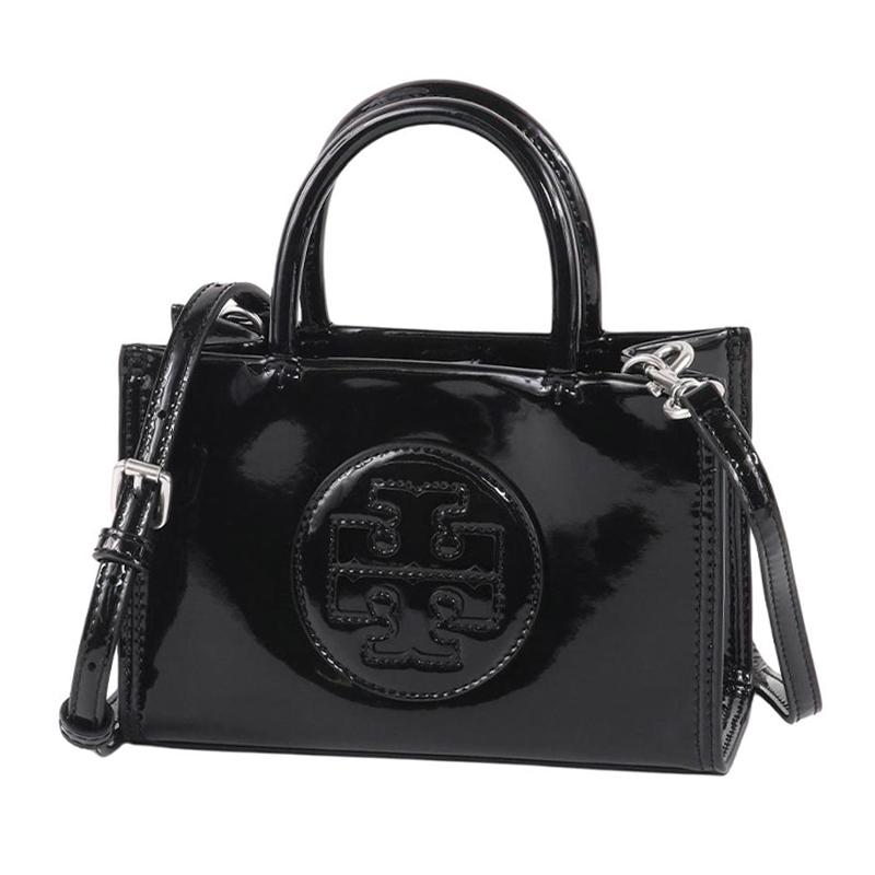 Tory Burch Ella Bio Logo Magnetic Closure Bridge Design Tote Bag Shopping Bag Shoulder Crossbody Bag Synthetic Leather Handbag Mini 161878-001