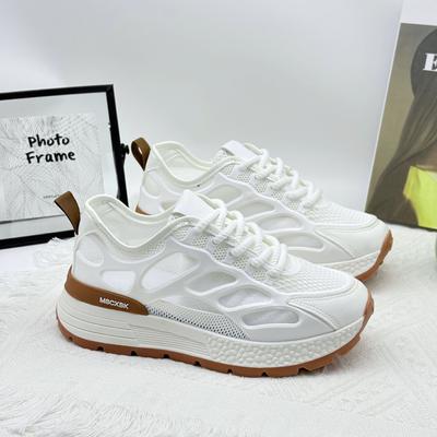 Летние кроссовки для папы женские новые дышащие туфли корейская версия на шнуровке универсальные маленькие белые туфли на платформе повседневные сетчатые кроссовки