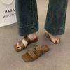 Fashion 2025 New Summer Women Square Toe Clip Toe Flip Flop Fashion Rivet Dress Slide Shoes Ladies Concise Outdoor Low Heel Slippers