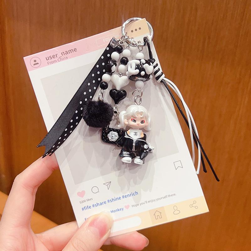 Handmade DIY Change Baby Girl Next Door Bubble Keychain Pendant Female Cute Miu Bag Doll Pendant