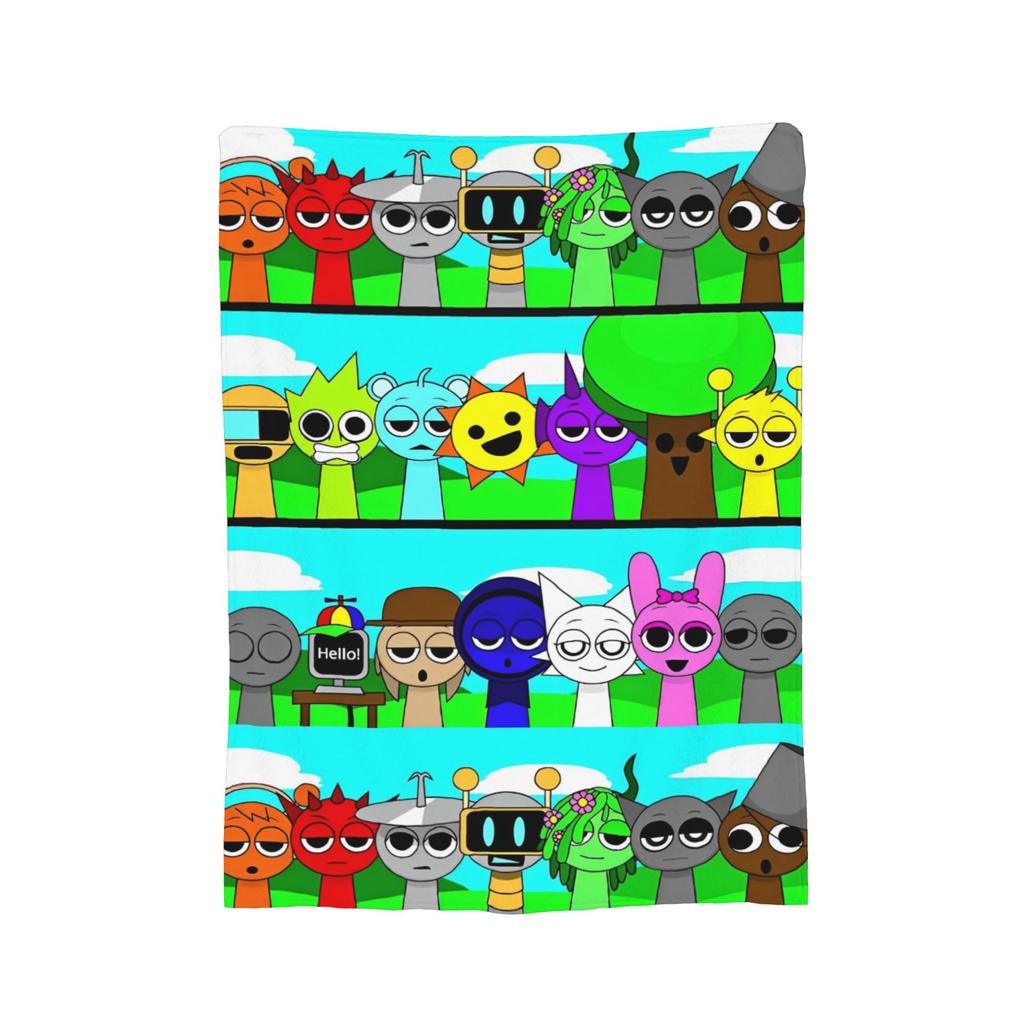 Sprunki Beats Horror Music Box Flannel Throw Blankets Blankets for Bed Office Lightweight Quilt,
