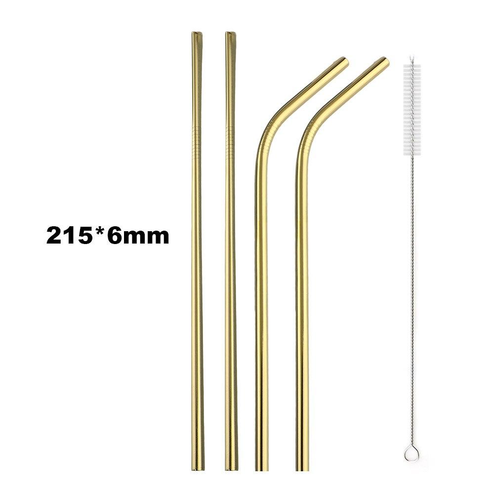 18/10 Stainless Steel Straw Set Reusable Drinking Straw High Quality Metal Colorful Straw With Cleaner Brush Bar Party Accessory