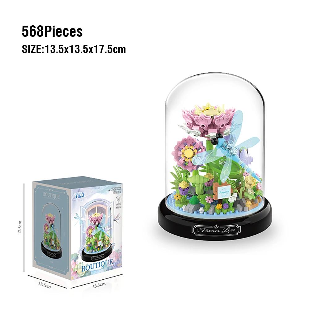 Non-Toxic Insect Immortal Flower Garden Building Blocks Toys With Display Cover Sunflower Mini Bricks Block Toy Kids Children'S Day Gifts