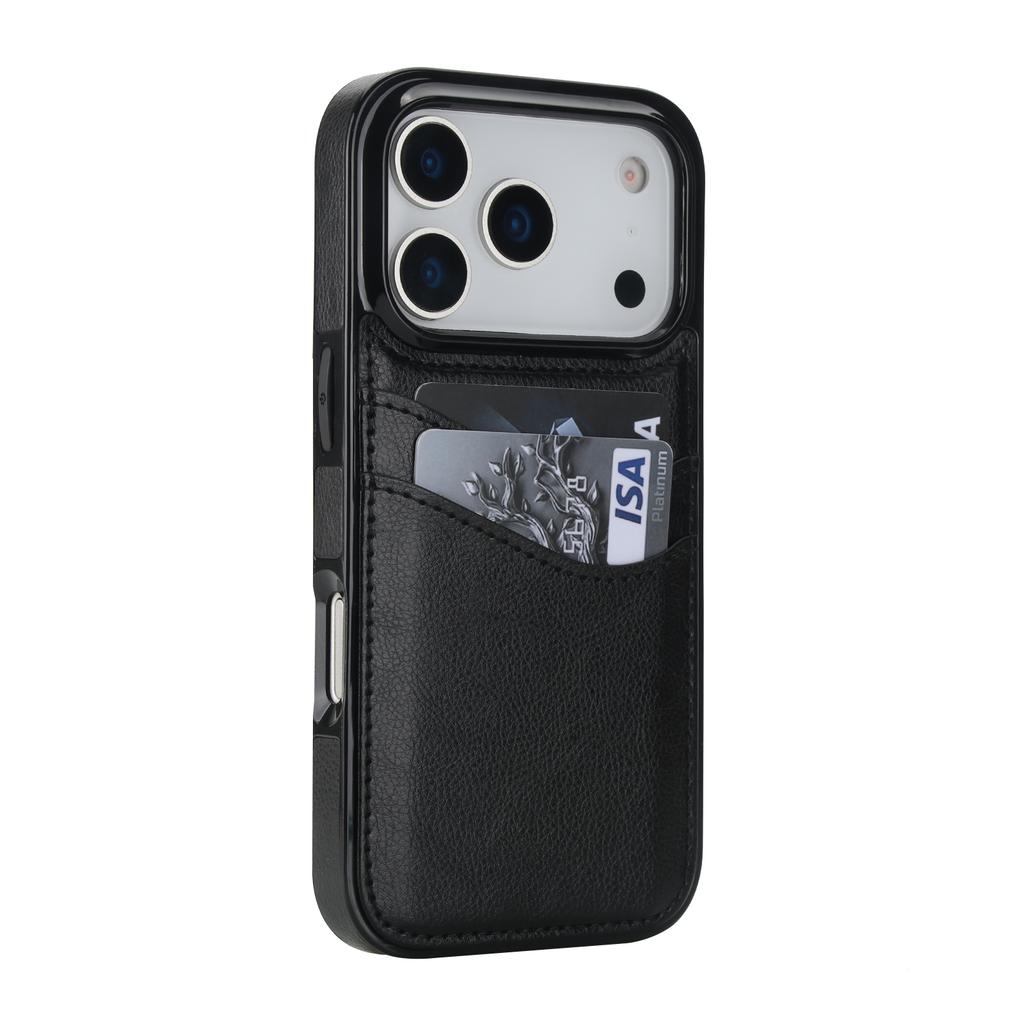For iPhone 17 Pro Case Card Slot Slim-Fit PU + TPU Mobile Cover