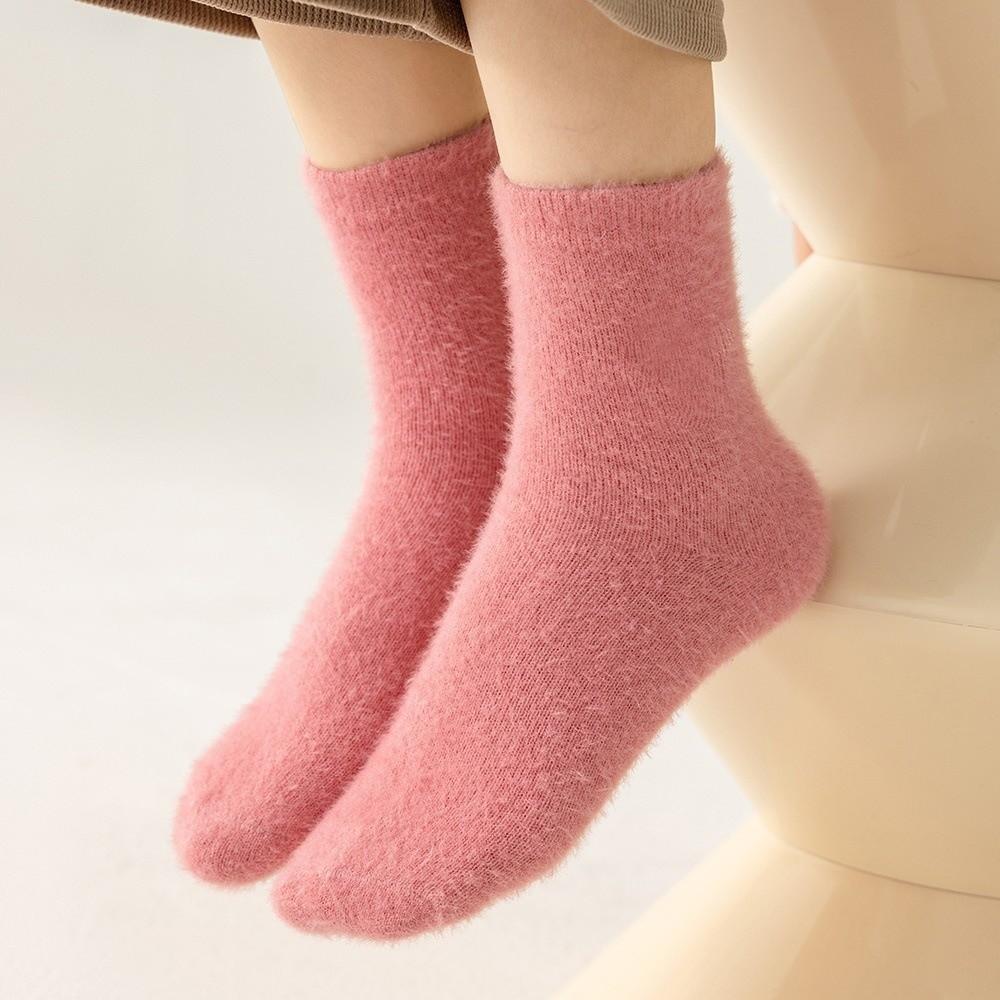 Solid Fleece Lined Socks Thickened Plush Socks New Faux Mink Fleece Warm Socks  Winter Wear