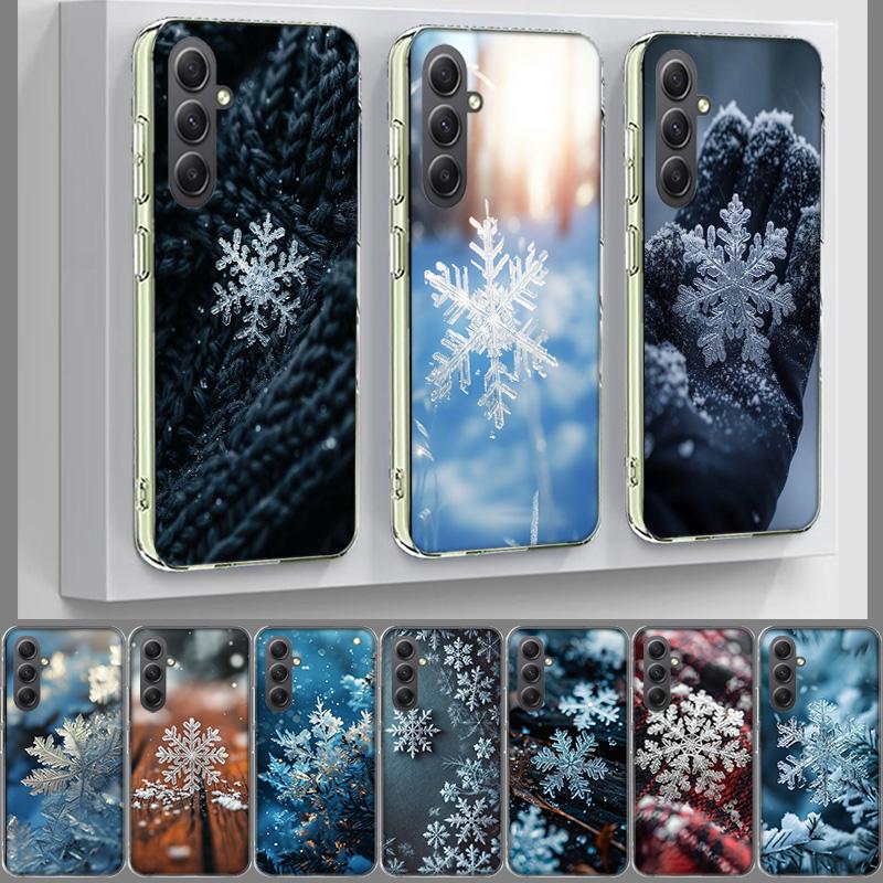 Снежинка Зимний Белый Снег Рождественский Чехол для Телефона для Samsung A17 A37 A57 A07 A16 A26 A36 A56 A06 A02S A12 A22 A32 A52S A04S A14