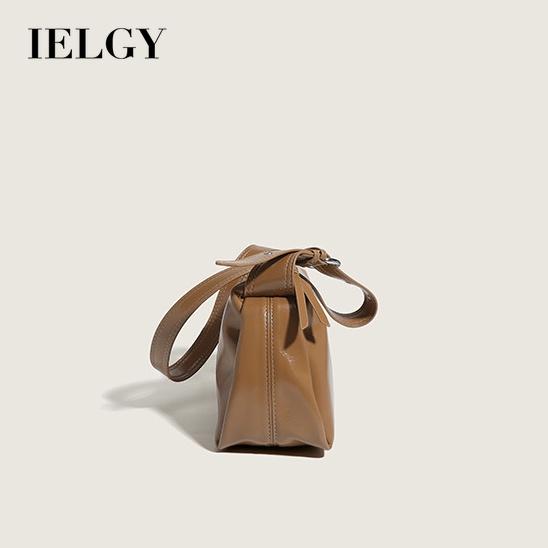 IELGY Женская сумка-подушка из текстурированной масляно-вощеной кожи однотонного цвета, глянцевая сумка через подмышку, сумка-мессенджер через плечо