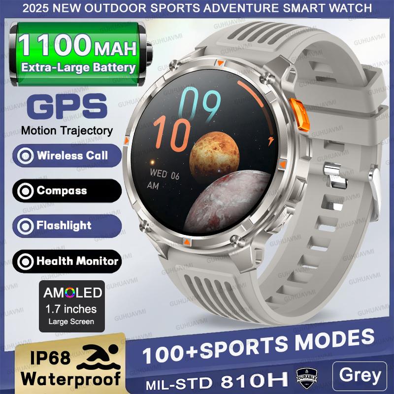 2026 Новые Военные Мужские Умные Часы T-Rex3 Ultra с GPS-трекером, Аккумулятором 1100 мАч, Bluetooth-звонками, Водонепроницаемые, Фонарик, Компас, Уличные Умные Часы