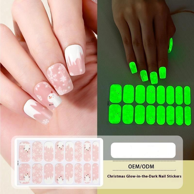 Рождественские наклейки для ногтей с пилочкой Санта-Клаус Рождественская елка Носок Рождественские наклейки для ногтей Полное покрытие для женщин Праздничный дизайн