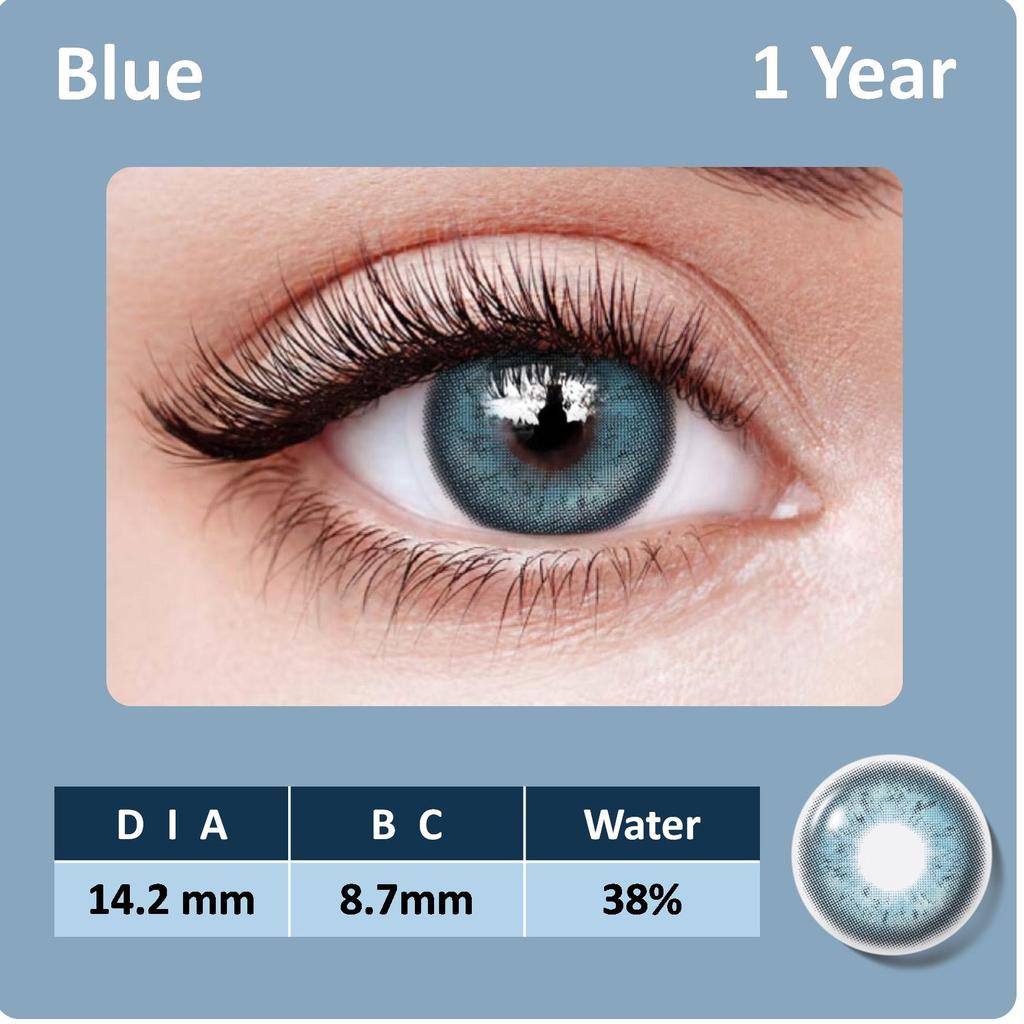 Цветные контактные линзы European Blend Effect зеленого и синего цветов - Ежедневные мягкие линзы, диаметр 14,2 мм, годовое использование