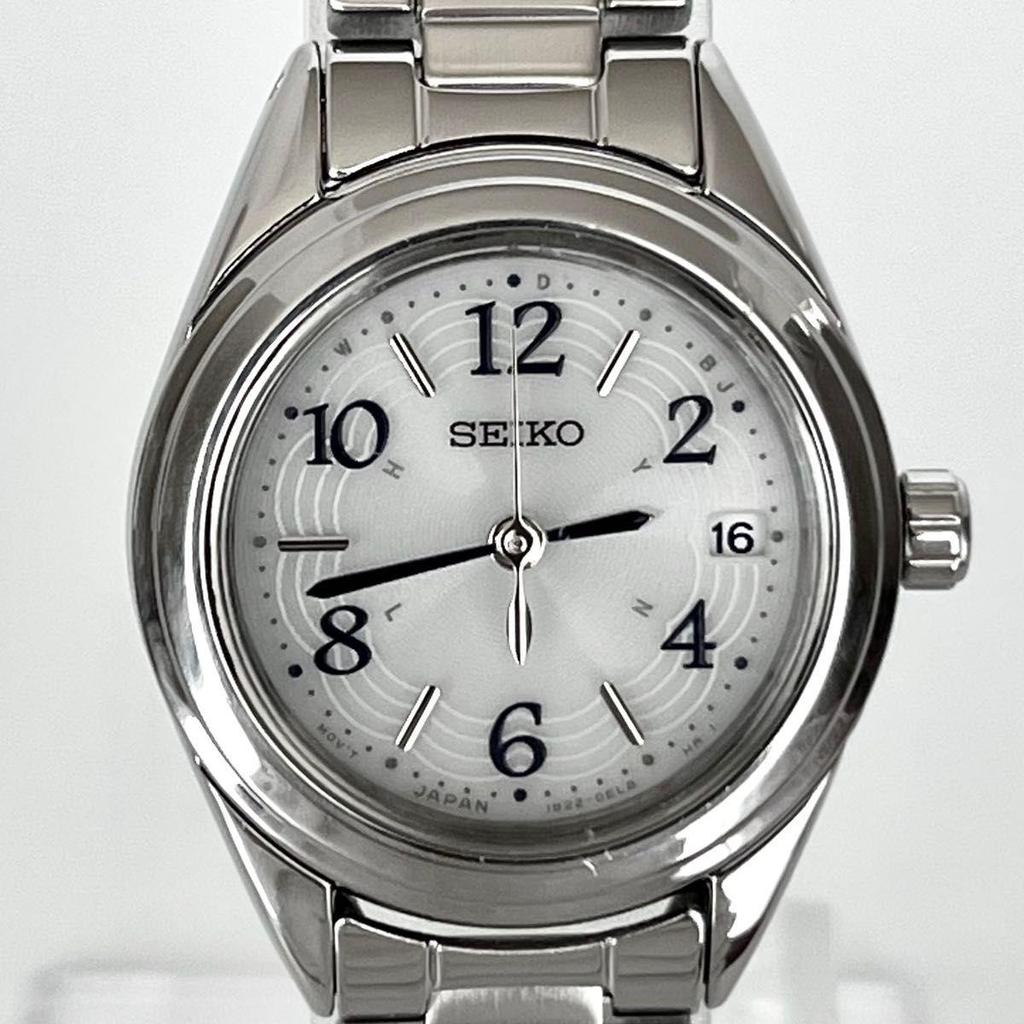 Б/у [В рабочем состоянии] Полированные женские часы Seiko SEIKO радио-солнечные хорошее состояние серебристый белый циферблат s2383