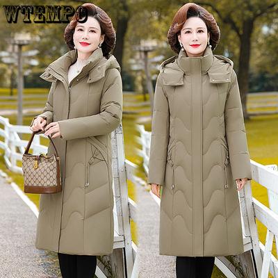 Женский пуховик средней длины, зимний, утолщенный, теплый, для людей среднего и пожилого возраста