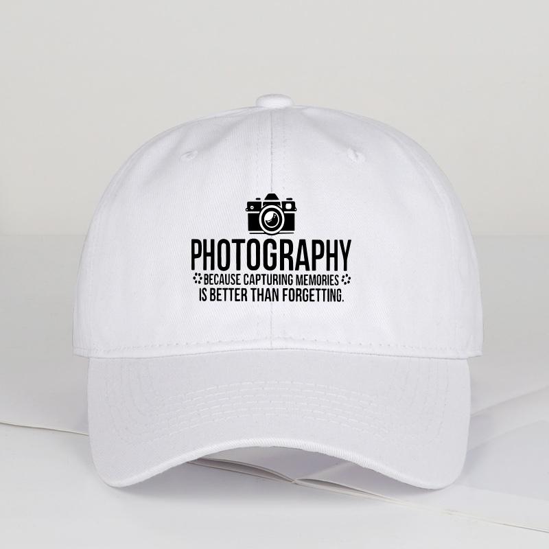 Photography Camera Slogan Printed Baseball Cap Soft Comfortable Lightweight Breathable Adjustable Artistic Creative Minima