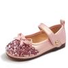 Little Princess Shoes 2024 Girls Crystal Shoes Spring Flat Children Mary Jane Shoes Solid with Bow Shallow Hook & Loop for Party