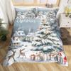 Christmas Tree Duvet Cover Set Christmas Theme Bedding Set Cartoon Deer Snowman Comforter Cover King Queen For Girls Teens Room